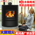 昊润通生物质颗粒取暖炉欧式家用室内别墅客厅壁炉采暖炉木柴曲面炉子 智界200P+烟筒配件