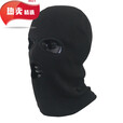 保暖头套男冬季摩托车骑行防寒防风防尘蒙面cs搞怪加绒全 二孔黑色头套
