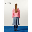 AIVEI欣贺艾薇 商场同款 冬季针织菱格小香风轻薄羽绒服P763103C 粉色 S