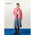AIVEI欣贺艾薇 商场同款 冬季针织菱格小香风轻薄羽绒服P763103C 粉色 S