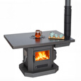 炊火匠欧式柴火炉三面观火别墅客厅民宿家用室内无烟壁炉取暖器 【真火壁炉上排烟】1.2米黑色碳钢单面