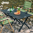 JEEP户外折叠桌椅套装露营便携家用商用高背凳钓鱼椅四档折叠野餐桌椅 黑色90CM升级加厚加粗