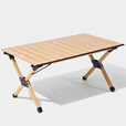 骆驼户外蛋卷桌露营桌椅野营装备用品桌子野营野餐折叠桌便携式 中号-原木色-173CJ00114C