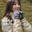 骆驼（CAMEL）新品户外手套女冬保暖骑行登山加绒防滑触屏运动手套男 【薄绒内里】碳灰，A1W3GZ103 M