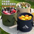 赫北营大容量折叠水桶户外露营野营桶洗脸盆洗菜洗水果钓鱼水桶 经典黑【30L】 【双面防水稳固不塌】