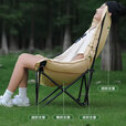 心楠户外折叠椅高背月亮椅露营椅子可坐可躺午休沙滩椅便携钓鱼海狗椅 黑色加棉高靠背折叠椅