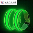 钻后LED发光臂带夜跑灯户外运动夜跑骑行闪光警示灯USB充电手腕灯手环 蓝色电池款