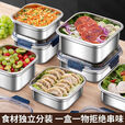 户外野餐不锈钢饭盒保鲜盒加厚外出便捷手提盒冰箱收纳盒提锅 【配无提盖】13*10*5cm
