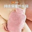旅行装备毛绒长条热水袋注水暖肚暖脚袋加厚防爆灌水暖水袋暖被窝 【灰色】内胆 2000ml（大号）