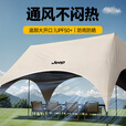 JEEP黑胶天幕户外遮阳防雨加强防晒沙滩津布露营凉棚雨棚懒人六角天幕 【便携专业版】黑胶一桌6椅+收纳箱+后开营地车