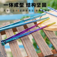 钛途（TITO TITANIUM）纯钛烧烤夹家用户外露营野餐防烫耐高温轻量便携烧烤工具 纯钛21.3cm烧烤夹-冰花钛色