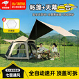 Aoran户外天幕帐篷折叠速开加厚六角黑胶天幕二合一过夜防雨露营装备 【送防潮垫】特大号加厚黑胶帐篷