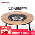 CAMELJEANS围炉煮茶桌电碳两用烤奶烧烤炉家用户外露营烤火炉套装 围炉桌-木纹色-175CH25026