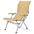 原始人户外折叠椅躺椅露营高背海狗椅午休椅钓鱼沙滩椅航空铝便携 【卡其】铝合金海狗椅