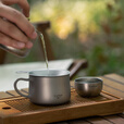 Ti artisan钛工匠户外纯钛分茶器金属公道杯功夫茶具茶滤茶漏便携单人泡茶杯 一体茶漏+钛支架