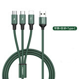 品胜 数据线三合一 苹果Type-c安卓手机充电线1.5米快充 适用iPhone12/11/XsMax/XR小米oppo华为vivo墨绿