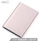 小盘(XDISK)4TB USB3.0移动硬盘X系列2.5英寸土豪金 高速全金属...