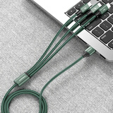 品胜 数据线三合一 苹果Type-c安卓手机充电线1.5米快充 适用iPhone12/11/XsMax/XR小米oppo华为vivo墨绿