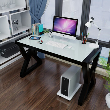 京东商城振清家私电脑桌台式家用简约现代办公桌书桌钢化玻璃笔记本