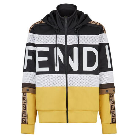 芬迪(fendi)20秋冬男士拼色拉链连帽衫 黑色 s