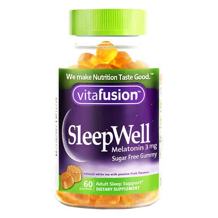 fusion褪黑素睡眠软糖sleepwell倒时差改善失眠睡眠助眠60粒美国进口