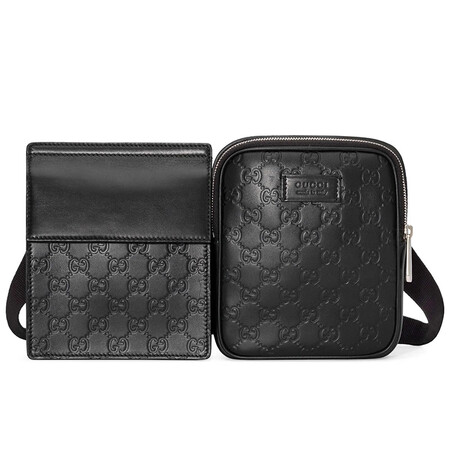 gucci古驰男包双g纹胸包495450 dmtbn 1000 黑色