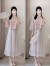 皮尔卡丹新款连衣裙女装套装两件装新中式国风盘扣小个子改良旗袍裙子夏天 粉色上衣 S