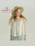 卓雅周末21夏季新款复古方领后背系带宽松短款雪纺衫EJWBBQ06 白色-A-预售7天 M-预售7天