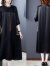 BMOI重磅真丝刺绣绣花连衣裙夏2024新款女装高端桑蚕丝妈妈装中长裙子 黑色 XL
