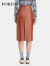 PORTS宝姿商场同款秋季新款女装高级感琥珀棕羊皮裙LD9U079QZS014 琥珀棕 M