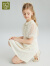 拉比（Labi Baby）童装女童连衣裙儿童裙子夏季中大童网纱泡泡袖polo裙 米色 130 