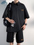 顶峰保罗（Dingfengbaoluo）休闲套装夏季短袖短裤薄款宽松透气运动男士套装TZ056黑色3XL