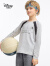 迪士尼男童速干长袖T恤运动时尚上衣吸湿排汗插肩网球篮球服24春新款 浅花灰 130cm