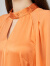 VOA40姆米重磅桑蚕丝橙色立领撞料拼接纽扣侧拉双层真丝连衣裙 AE1167 美人蕉橙(C83) 160/M