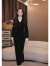 拉夏贝尔（La Chapelle）连衣裙女装法式气质感包臀礼服裙复古赫本风黑色丝绒长袖裙子 黑色 S