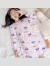 莫代尔儿童睡衣女童睡裙春夏季薄款长袖宝宝家居服中大童睡袍 短袖紫色 150cm(150cm)