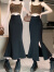 萧遇（XIAOYU）开叉鱼尾裙半身裙女2024春季弹力高腰包臀裙中长款a字裙 黑色 M(建议：95-105斤)