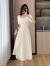 苏彩尼（SUCAINI）连衣裙2024年夏季新款甜美初恋气质温柔少女设计感修身提花长裙子 杏色 S