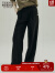 Teenie Weenie小熊2024年夏季新款捏褶直筒裤长裤休闲裤宽松时尚女 黑色 160/S