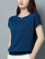 歌米拉冰丝短袖T恤女夏季短款冰丝蝙蝠针织打底衫薄款宽松上衣 深蓝色 2XL