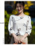 芙宏佳 女士夏季新款缎面桑蚕丝洋气体恤女装日常休闲高品质半袖T 白色玫瑰 M