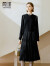 颜域黑色连衣裙春冬季女装2024年新款显瘦连身裙针织假两件百褶裙 黑色1（加厚） M/38