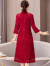 啄木鸟喜婆婆婚宴装旗袍连衣裙高端品牌十一结婚妈妈装礼服高贵平时可穿 红色 M （90-105斤）