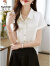 啄木鸟气质简约衬衫女2023年夏季新款韩版短袖衬衣减龄时尚修身上衣潮流 白色 M 105-115斤