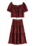 自巧（ZIQIAO）小个子法式复古套装女2023新款天丝高腰半身裙蛋糕裙两件套 釉红色半身裙 1【148-151cm左右参考】