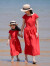 乐往小乐往原创亲子装66课夏新款红色海边拍照旅游度假母女红色连衣裙 妈妈S码