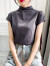 筱岚 高级感半高领t恤女短袖2023夏季新款百搭显瘦上衣潮 酒红色 M(105-120斤)