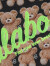 拉拉波波夏季新款潮流毛毛熊满印T恤男女同款宽松减龄短袖上衣LBCB-WSDT18 黑色 XS