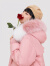 美特斯邦威玫瑰香味羽绒服女长款束腰韩版冬季毛领外套女 粉色组 S:155/80A