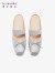 莱尔斯丹春夏芭蕾元素复古蝴蝶结包头穆勒拖鞋女鞋5M02301 银+灰色SVK 35 